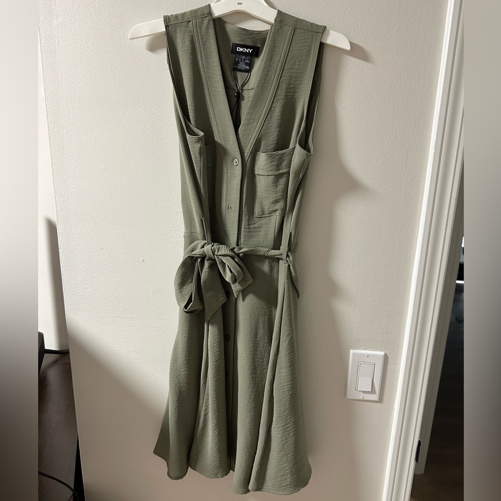 DKNY Green Sleeveless Dress